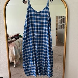 Old Navy Blue & White Plaid Cami Midi